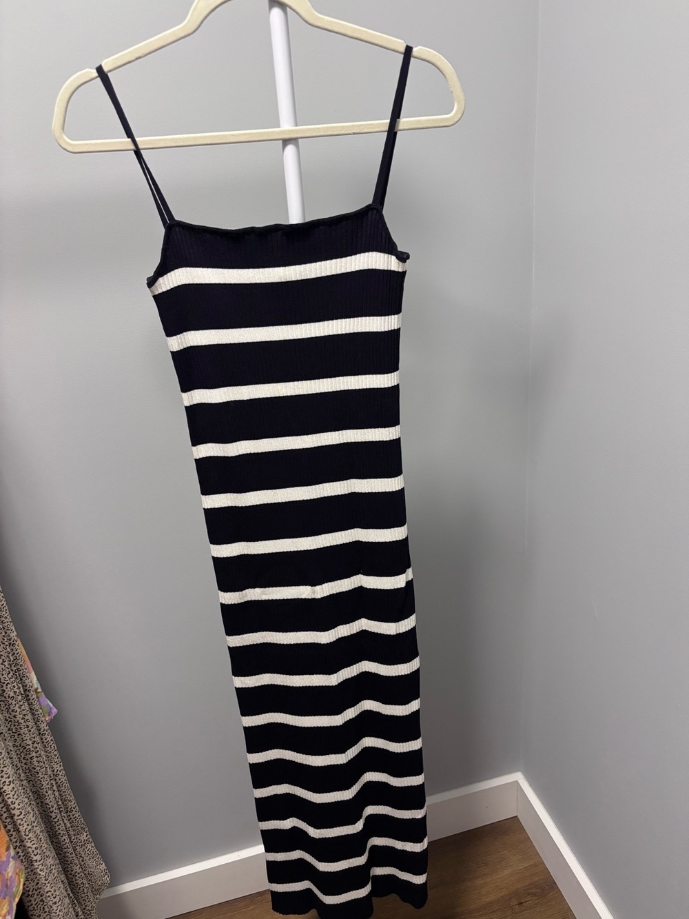 Zara knit camisole maxi dress in black and white